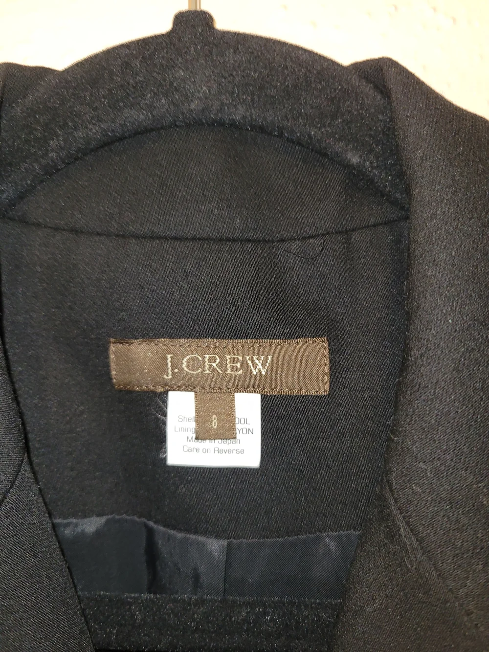 J.Crew Vintage Womans Black 100% Wool Blazer Made in Japan Size 8